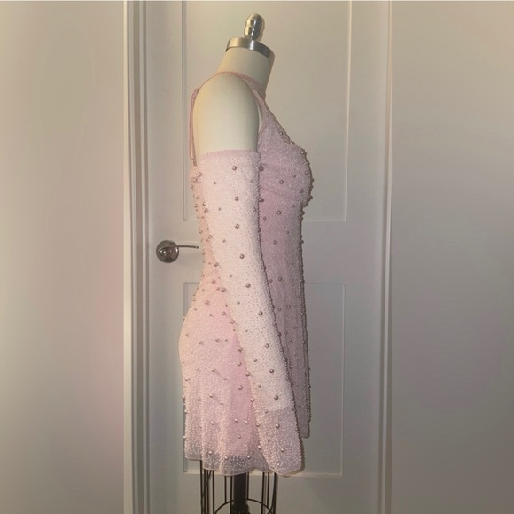 Soho Embellished Asymmetric Corset Mini Dress in Blush - Picture 3 of 4